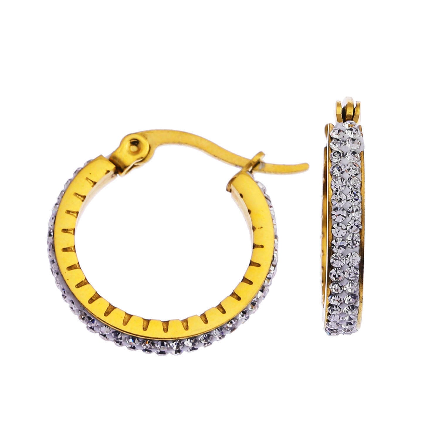 YARA : Boucles d'oreilles créoles en zircone 'Pavé All the Way' (petite taille) Or