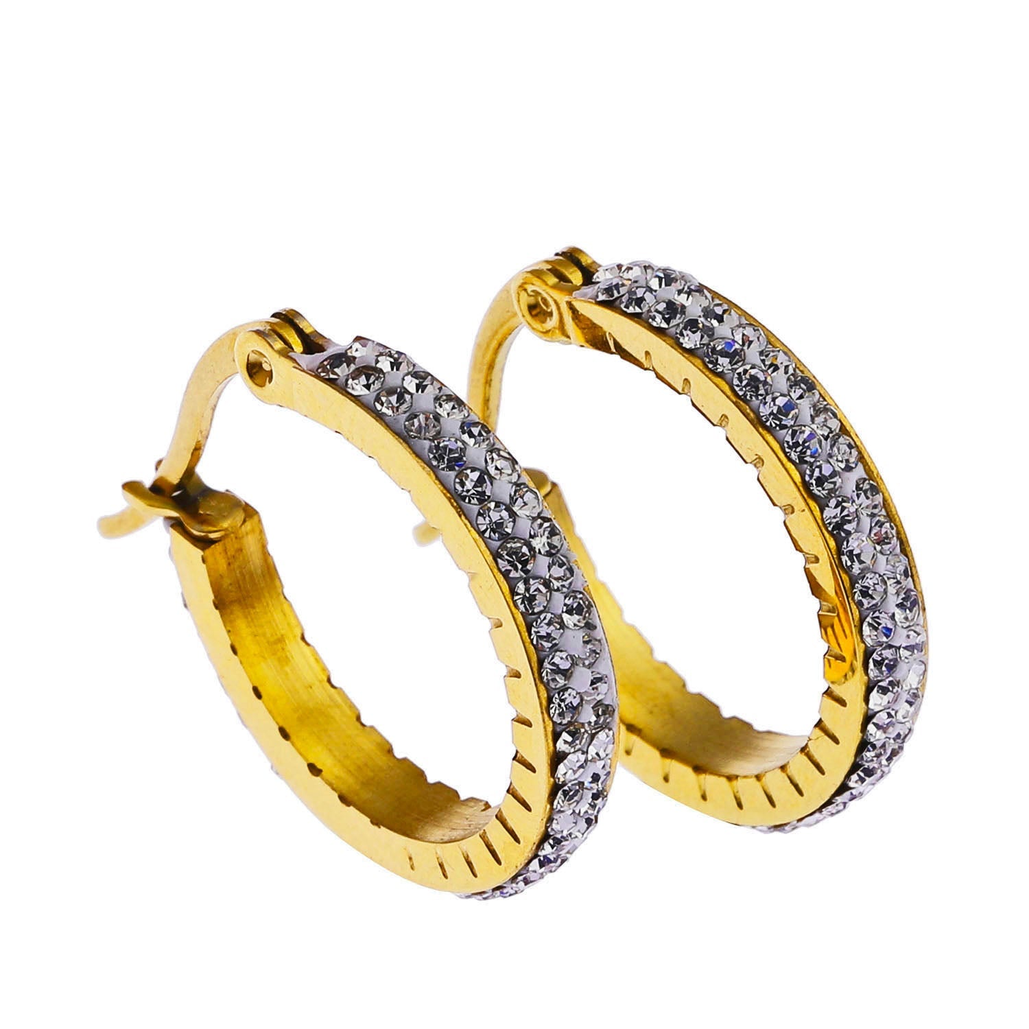 YARA : Boucles d'oreilles créoles en zircone 'Pavé All the Way' (petite taille) Or