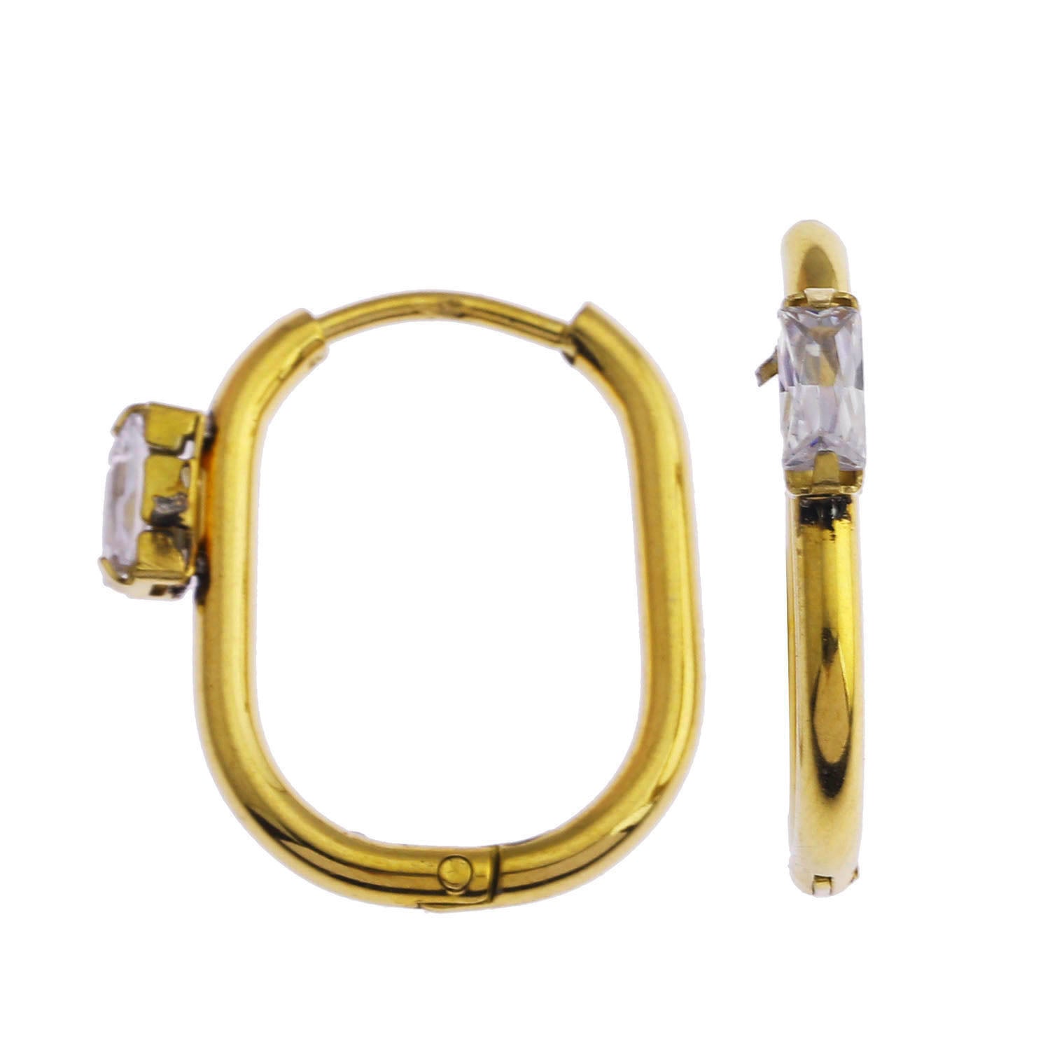 Boucles d'oreilles rectangulaires CABE avec zircone rectangulaire solitaire