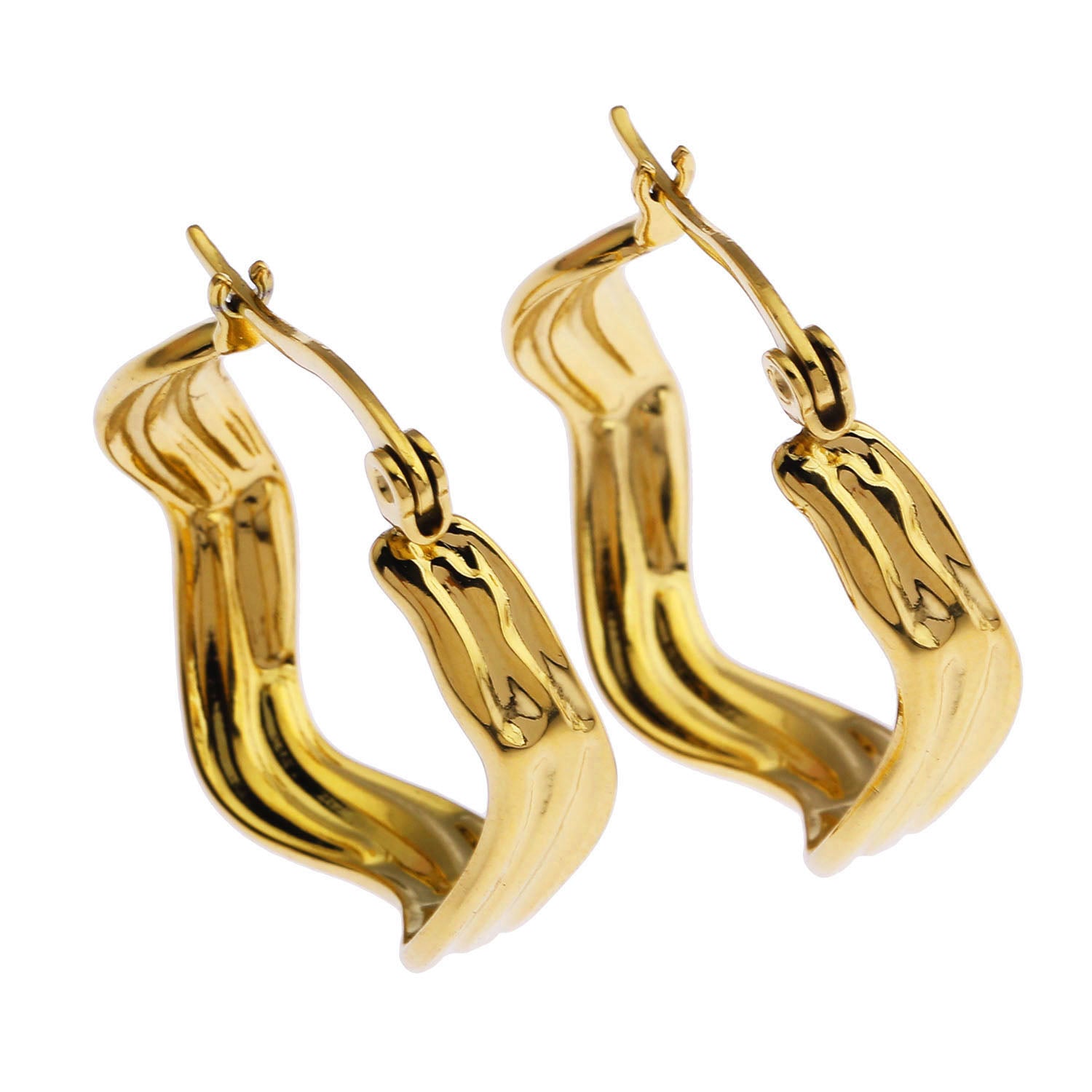 Boucles d'oreilles créoles ondulées GIZA 'Shape & Form'