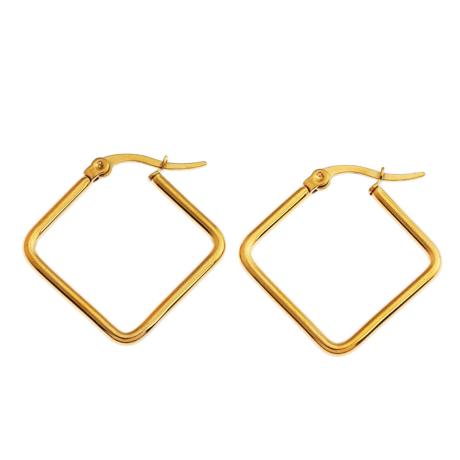 Boucles d'oreilles carrées REILYNN. En or et argent.