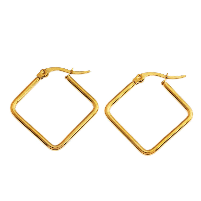 Boucles d'oreilles carrées REILYNN. En or et argent.