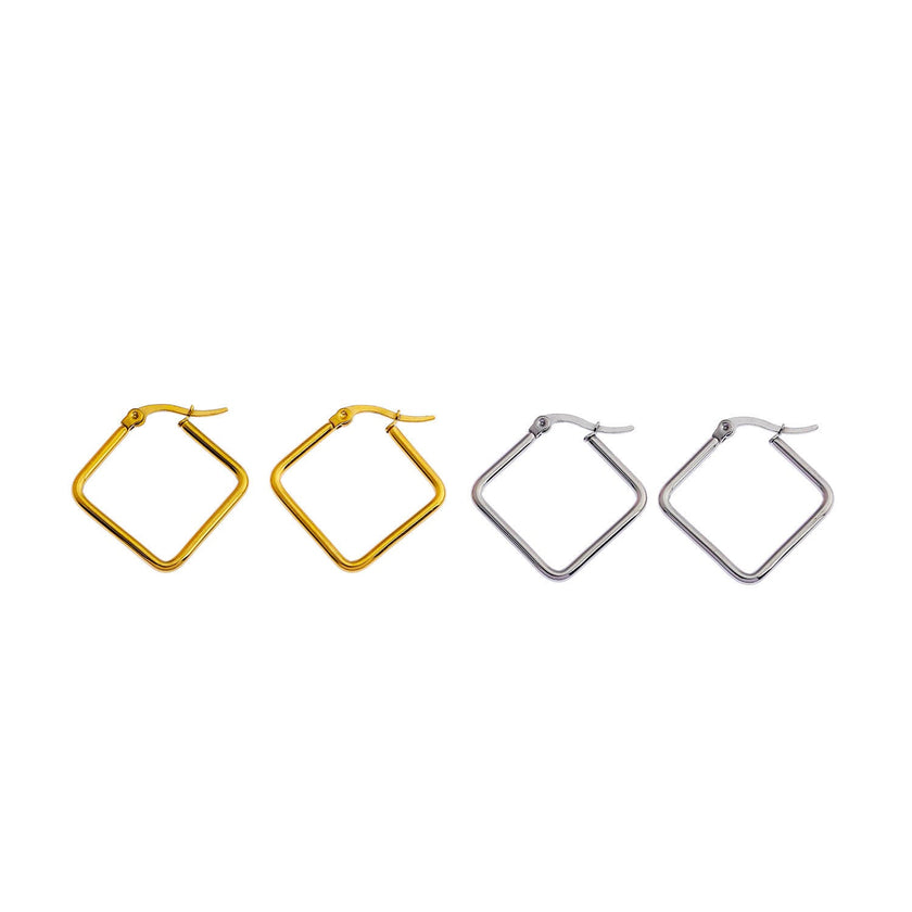 Boucles d'oreilles carrées REILYNN. En or et argent.