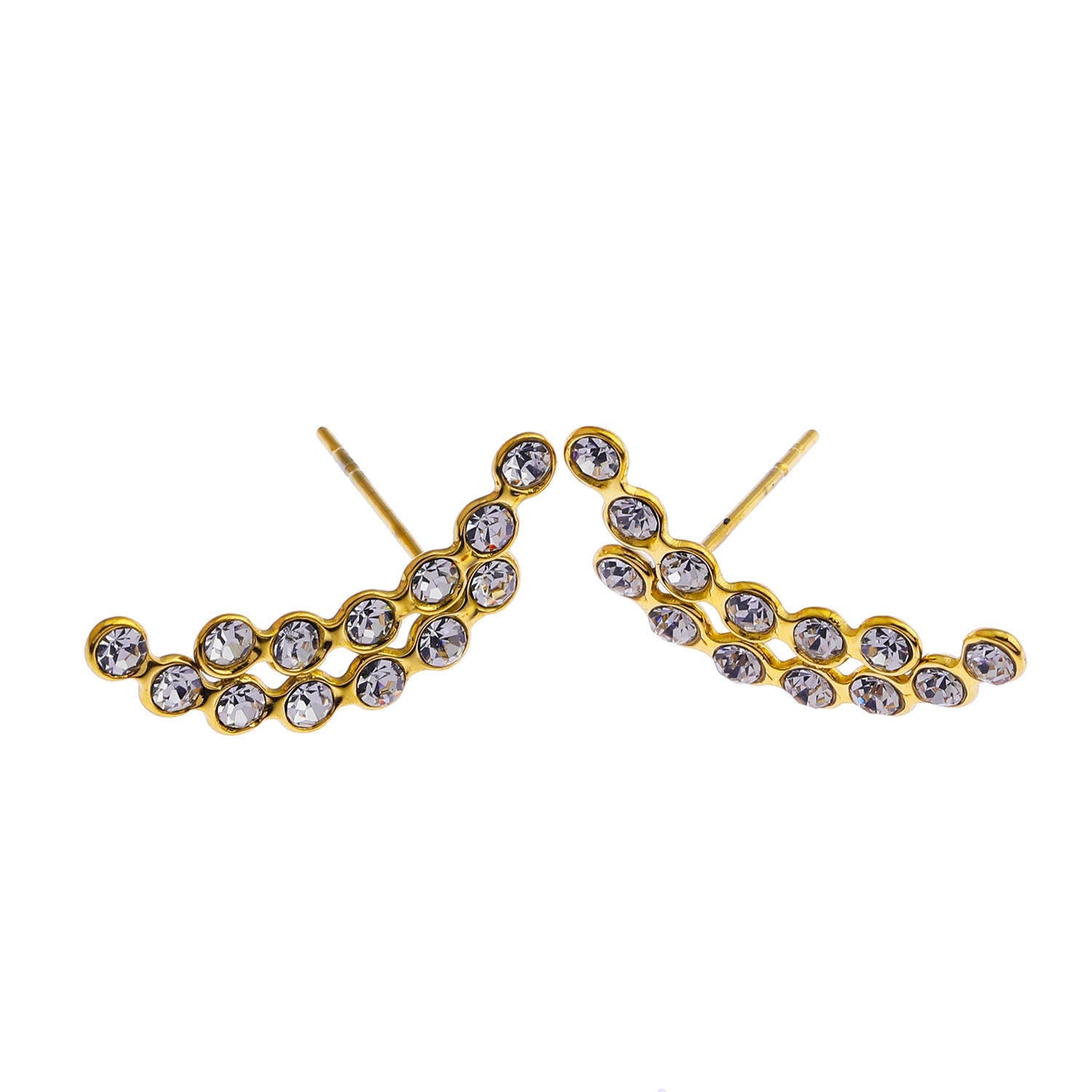 Boucles d'oreilles en zircone à silhouette incurvée KIANI Duo