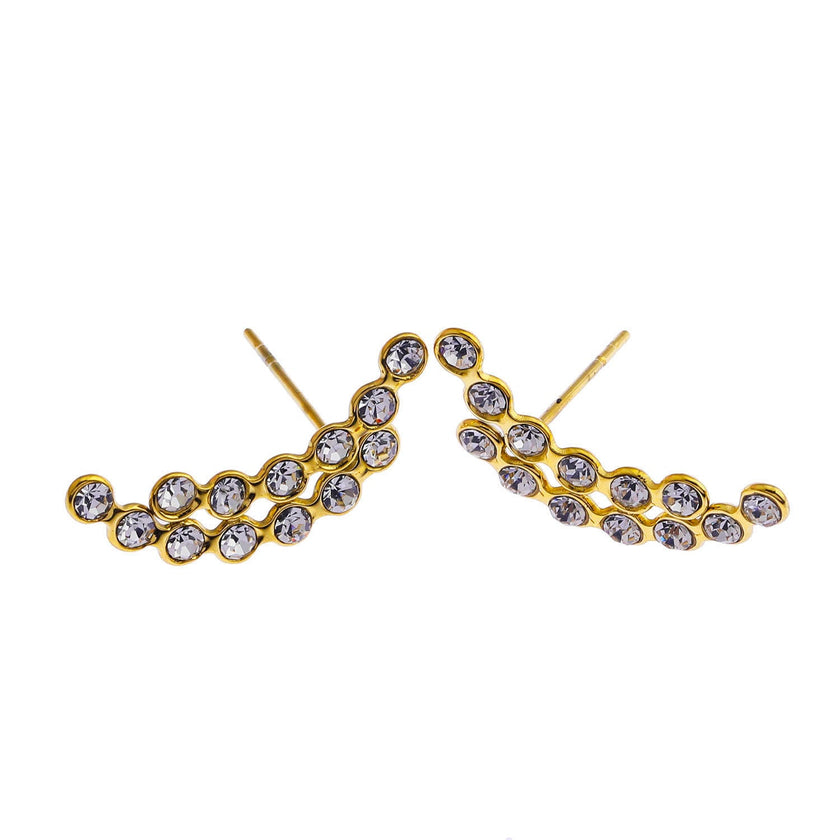 Boucles d'oreilles en zircone à silhouette incurvée KIANI Duo