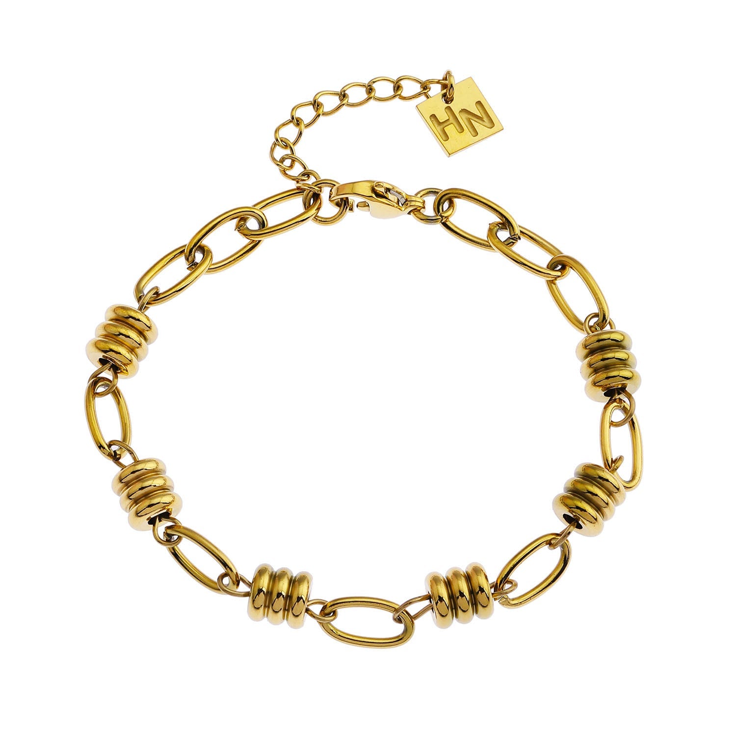 Bracelet fantaisie KAMA avec maillons ovales et perles assemblées