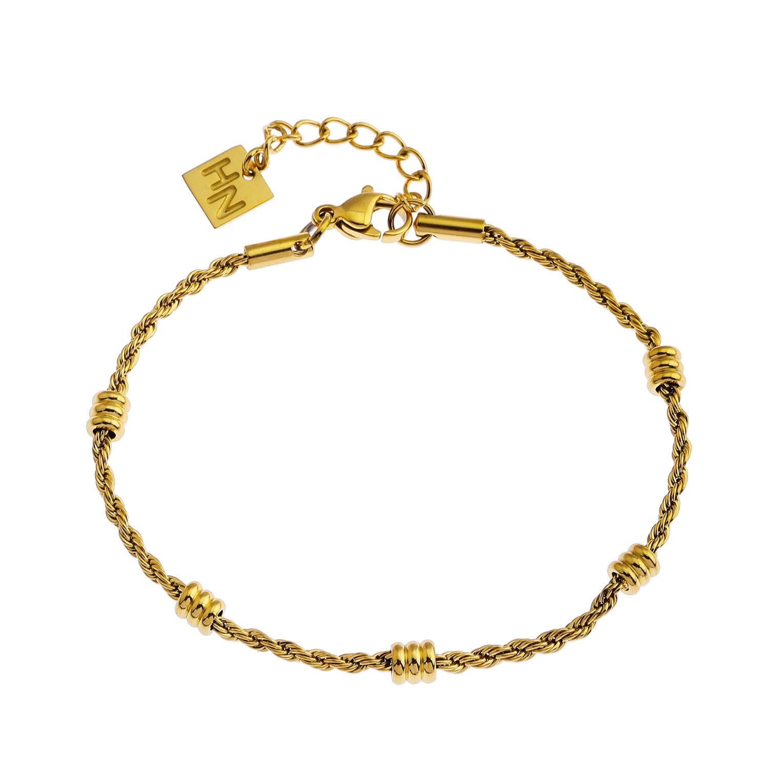 AMIENS Gold : Bracelet en cordelette perlée