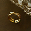 MAZTA Double Stacked Cross Over Zirconia Embellished Ring
