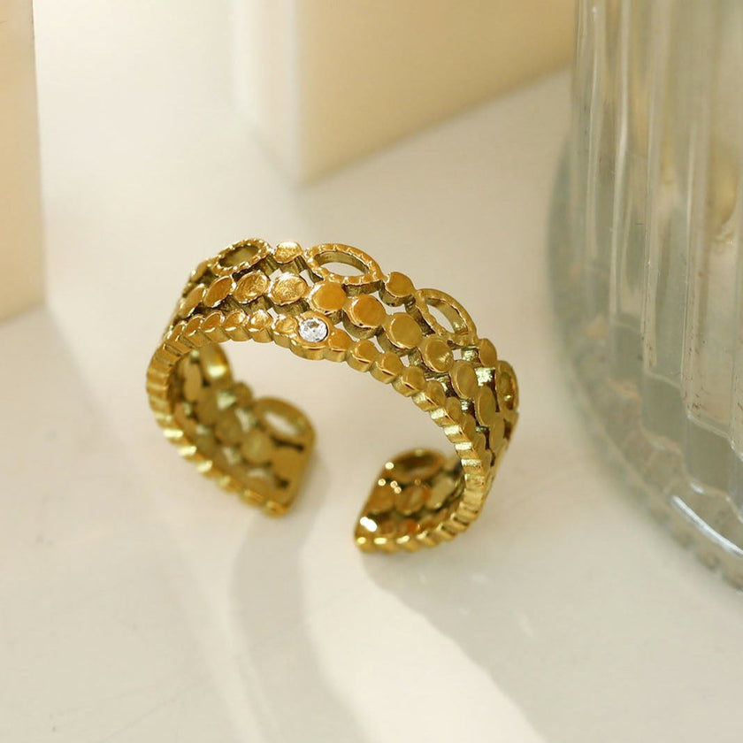 PERLA: Vintage Inspired Multi Staked Ring with Solitaire Zirconia Gemstone
