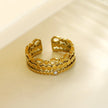 PERLA: Vintage Inspired Multi Staked Ring with Solitaire Zirconia Gemstone
