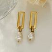 PANGEA Natural Freshwater Pearls on Rectangle Hoops