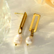 PANGEA Natural Freshwater Pearls on Rectangle Hoops