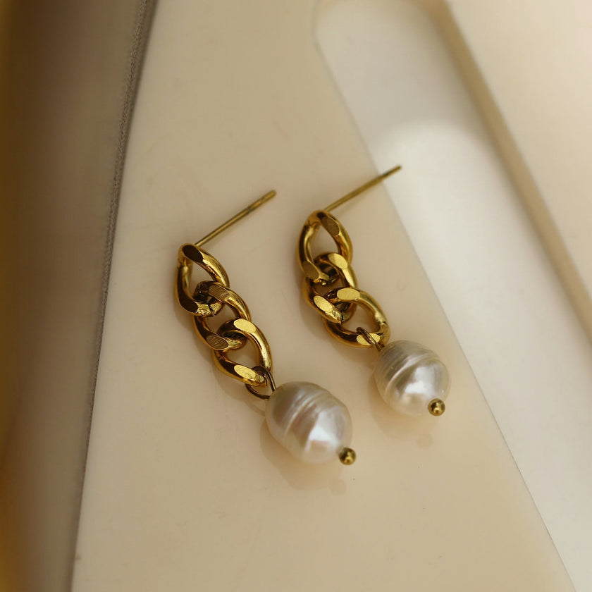 Boucles d'oreilles pendantes en perles d'eau douce naturelles CATH.