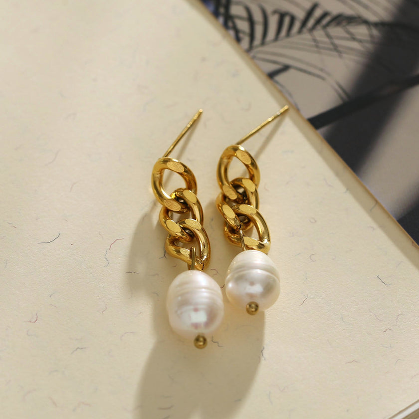 Boucles d'oreilles pendantes en perles d'eau douce naturelles CATH.