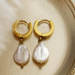 GAIA Gold : Perles d'eau douce baroque sur mini créoles larges.