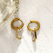 CACA Gold: Vintage Inspired Encased Clear Crystal Drop Hoop Earrings
