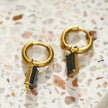 DAYSIA Gold:  Vintage Inspired Encased Black Crystal Drop Earrings