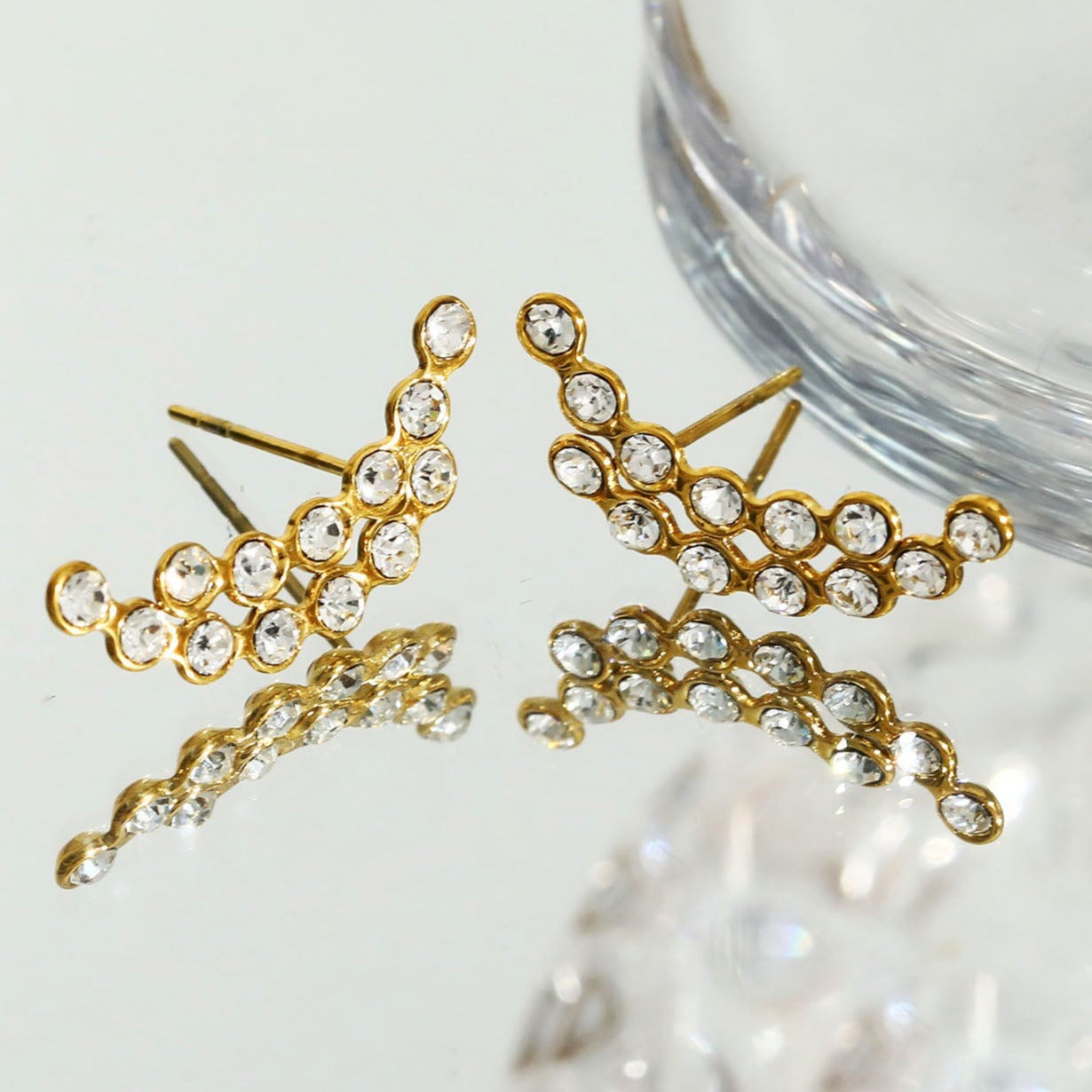 Boucles d'oreilles en zircone à silhouette incurvée KIANI Duo