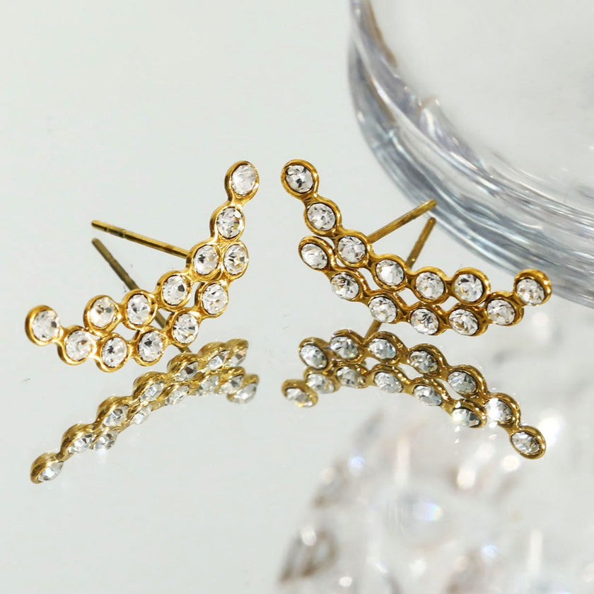 Boucles d'oreilles en zircone à silhouette incurvée KIANI Duo