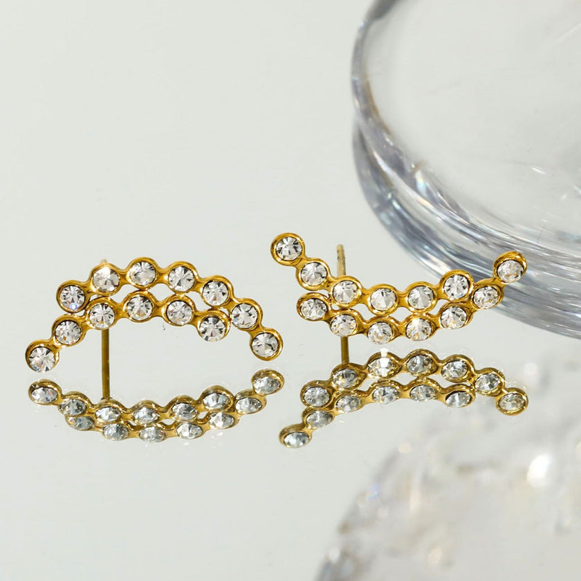 Boucles d'oreilles en zircone à silhouette incurvée KIANI Duo