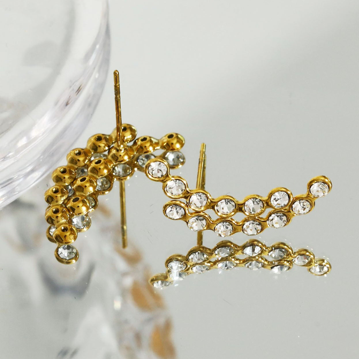 Boucles d'oreilles en zircone à silhouette incurvée KIANI Duo