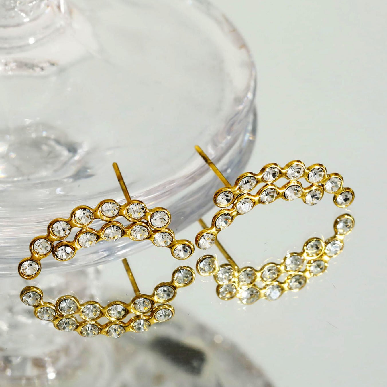 Boucles d'oreilles en zircone à silhouette incurvée KIANI Duo
