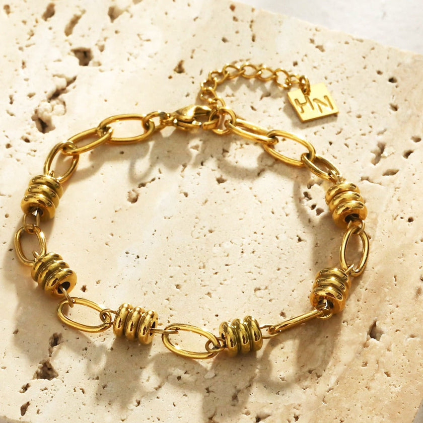 Bracelet fantaisie KAMA avec maillons ovales et perles assemblées