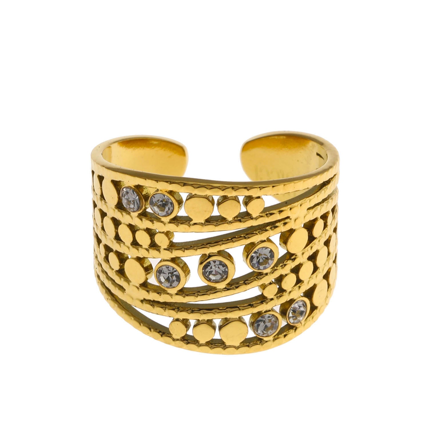 Bague BUENA à plusieurs anneaux sertie de zircone.