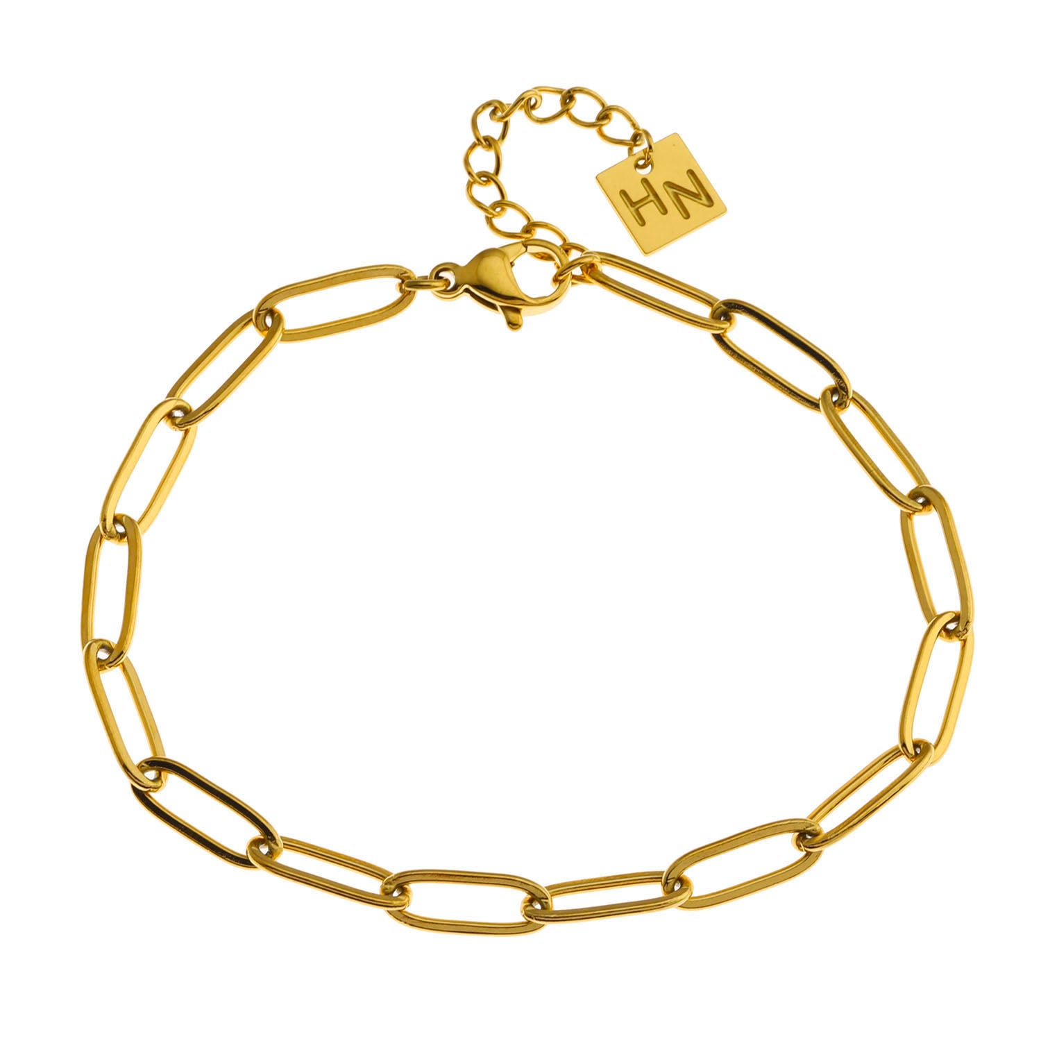 HAKILA : Bracelet en chaîne à maillons dorés, style trombone, essentiel.