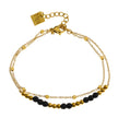 HILDA: Two-in-One Square Beads & Round Beads in Black & Gold Bracelet.