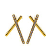 TESSA : Boucles d'oreilles à barres croisées avec pierres précieuses en zircone.