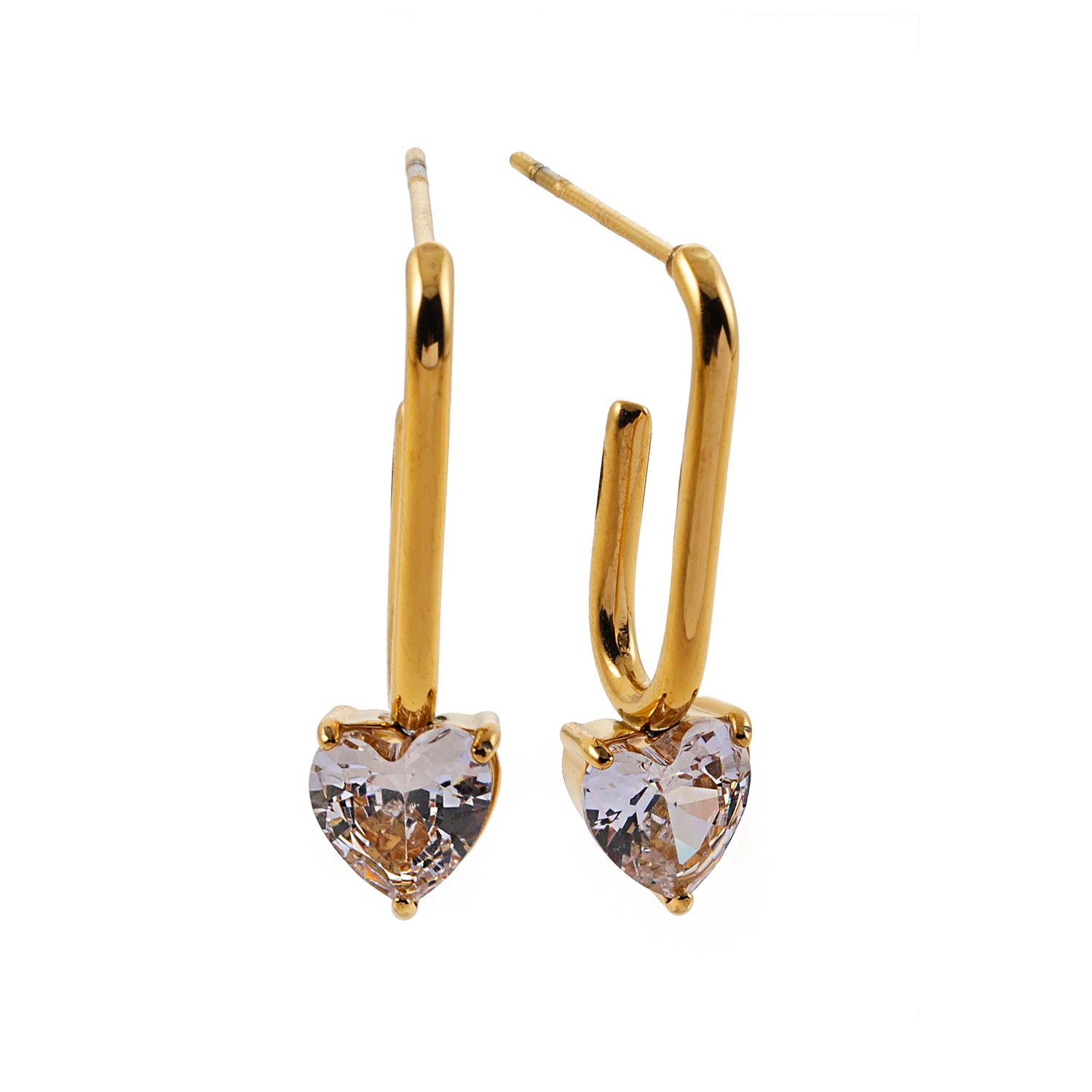 ARETE : Timeless Romance - Boucles d'oreilles en forme de trombone avec pierres précieuses en forme de cœur