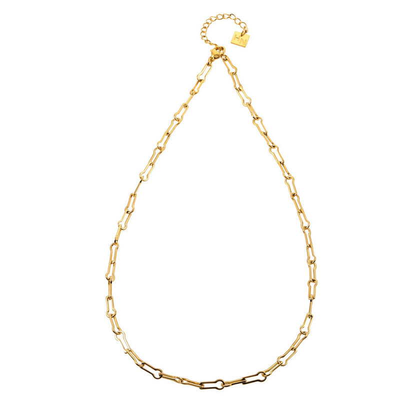 TIASA: Asymmetrical Paper Clip Gold Chain Necklace
