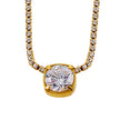 AURA : Collier avec pendentif en zircone serti dans un cadre sur une chaîne à perles de mini-zircone.