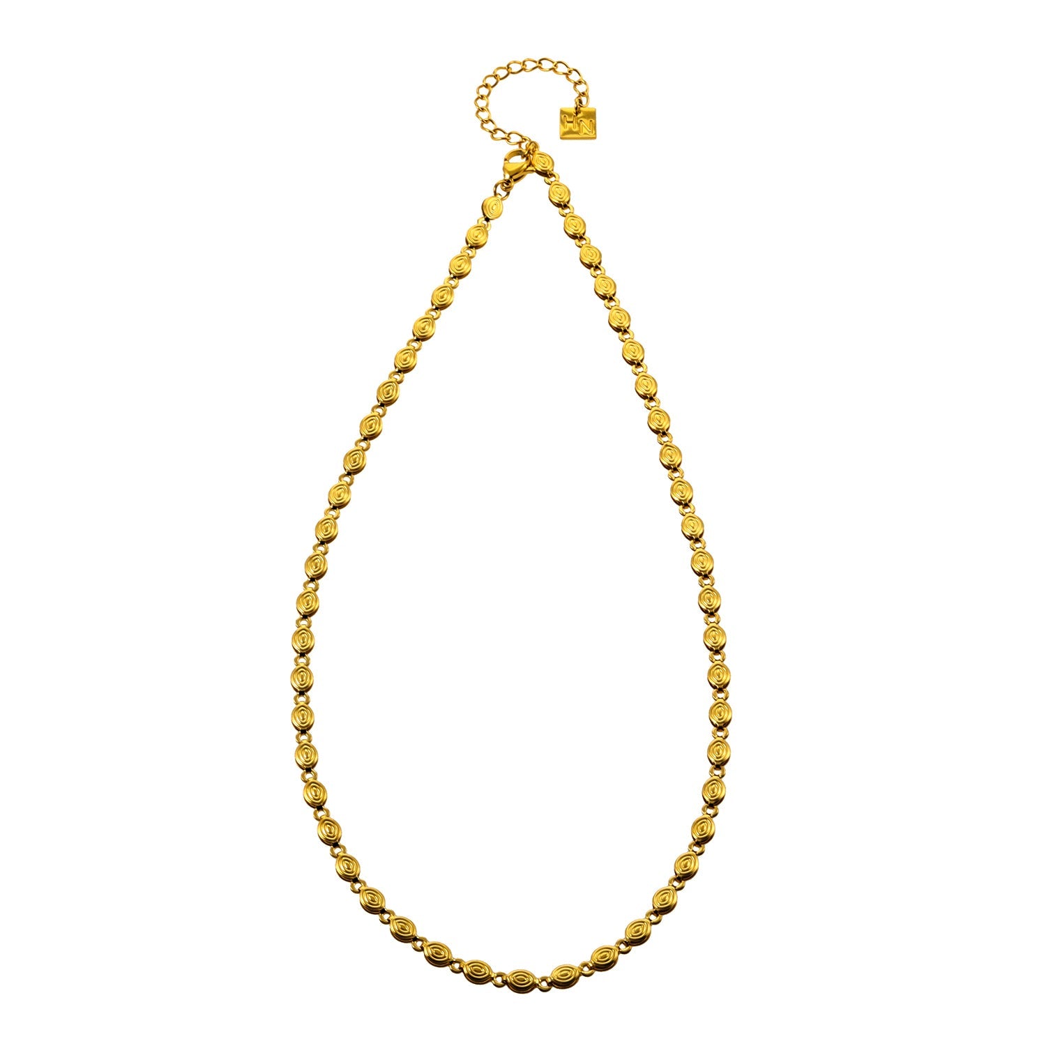 ANTHEA : Collier à chaîne ovale perlée à motifs