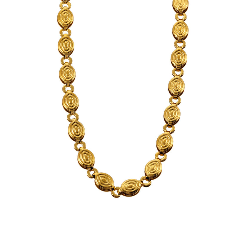ANTHEA : Collier à chaîne ovale perlée à motifs