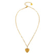 Style ALARA: Mini Paper Clip Chain Anchoring a Patterned Heart Charm in Gold