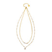 KATERI Gold: Pre-Layered Chains Necklace with a Solitaire Zirconia Charm Pendant
