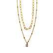 KATERI Gold: Pre-Layered Chains Necklace with a Solitaire Zirconia Charm Pendant
