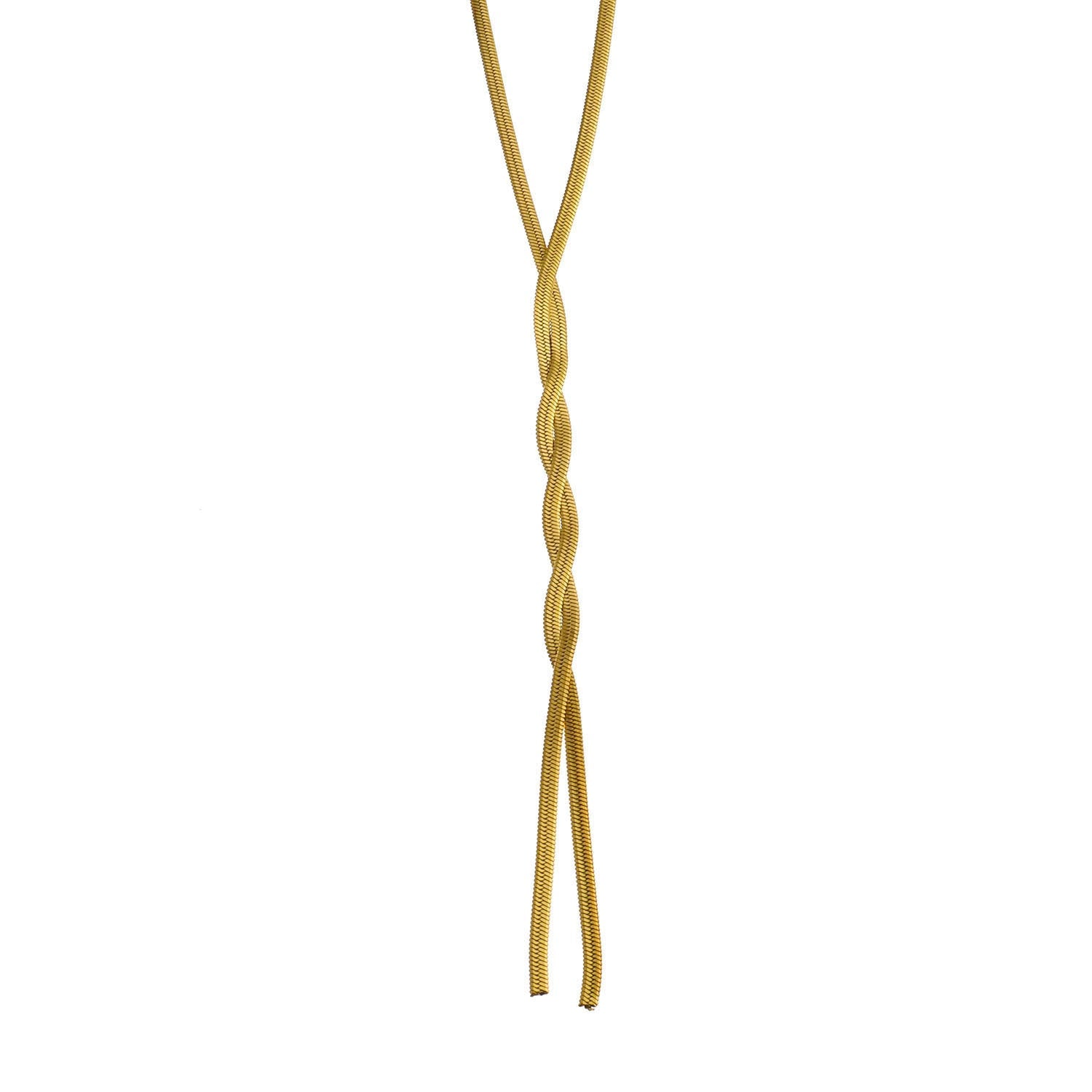 GILMA Snake Skin Textured Intertwined Lariat Chain Necklace