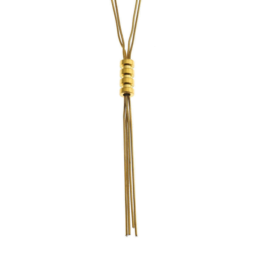 TELMA: Lariat Style Multi Stranded Necklace.