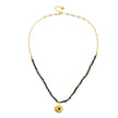 LILIANA Alabaster, Onyx & Gold Beaded Necklace with 'Evil Eye' Pendant
