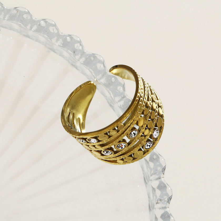 Bague BUENA à plusieurs anneaux sertie de zircone.