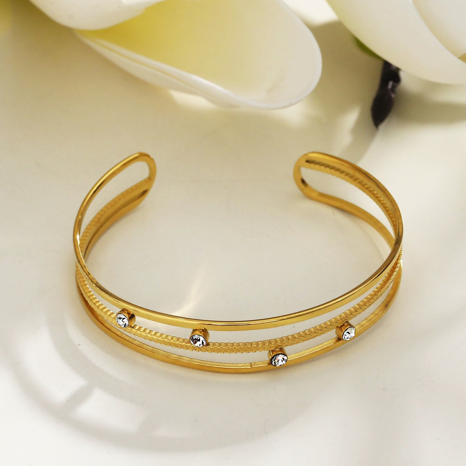 Bracelet LADARIA 'Trio of Cuffs' avec strass.