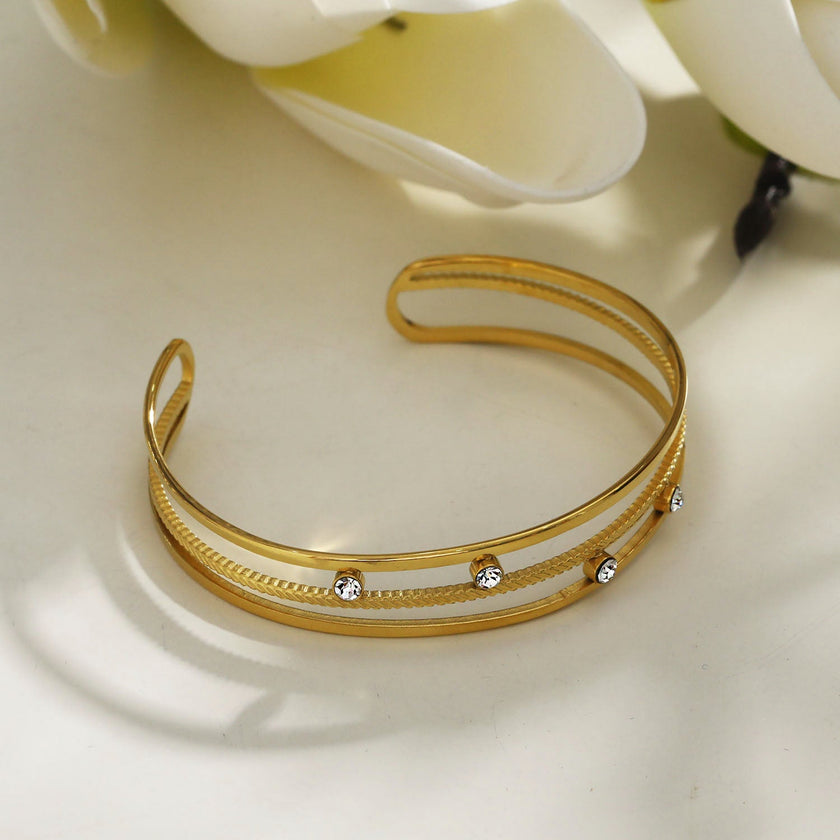Bracelet LADARIA 'Trio of Cuffs' avec strass.