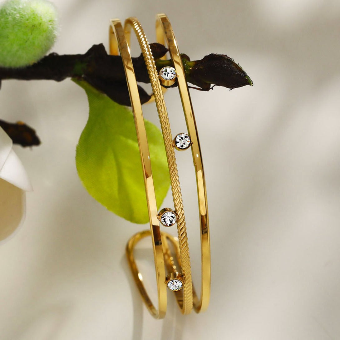 Bracelet LADARIA 'Trio of Cuffs' avec strass.