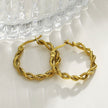 BARBARA Gold: Contrast Textured Twisted Rope Hoop Earrings