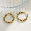 BARBARA Gold: Contrast Textured Twisted Rope Hoop Earrings