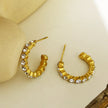 HAMIA: Zirconia Embellished Beaded Hoop Earrings