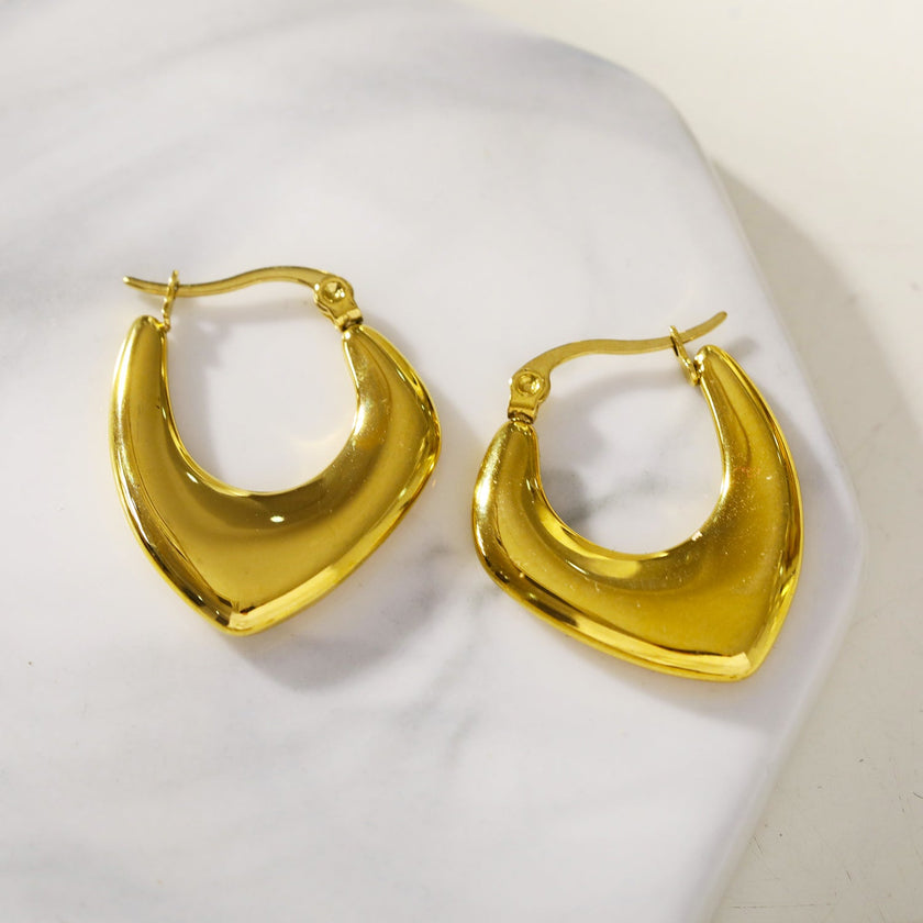 KAMIRA Gold: Asymmetrical Geometric Hoop Earrings